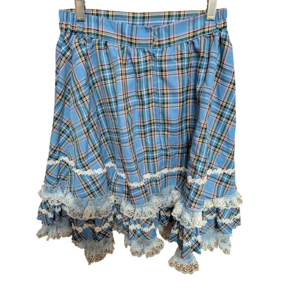 BodyLine Japan Lolita Blue Plaid Layered Skirt Size F (see Measurements) w/flaws - Picture 2 of 7